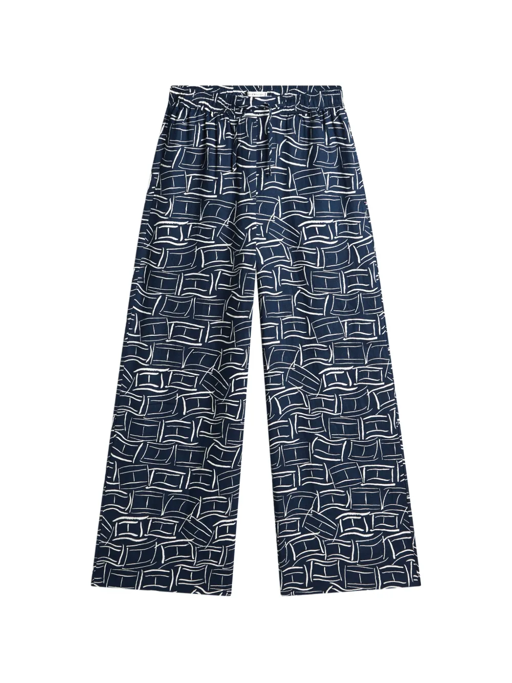 Tommy Hilfiger geometric-print wide-leg linen trousers - Blu