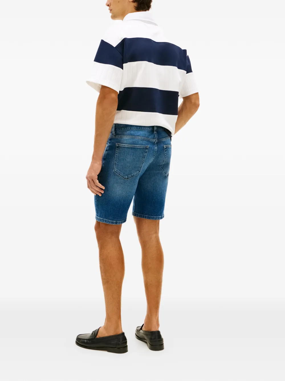 Tommy Hilfiger Denton straight denim shorts met logopatch en vervaagd effect Blauw