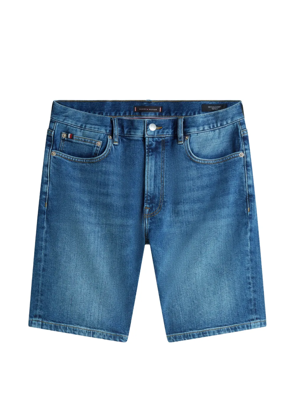 Tommy Hilfiger Denton faded straight-leg logo-patch denim shorts - Blau