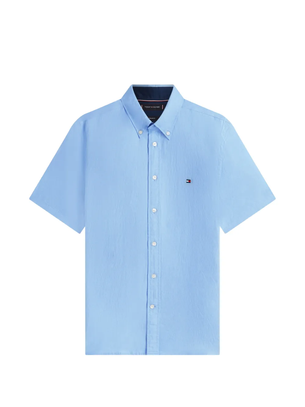 Tommy Hilfiger button-down short-sleeve cotton shirt - Blau