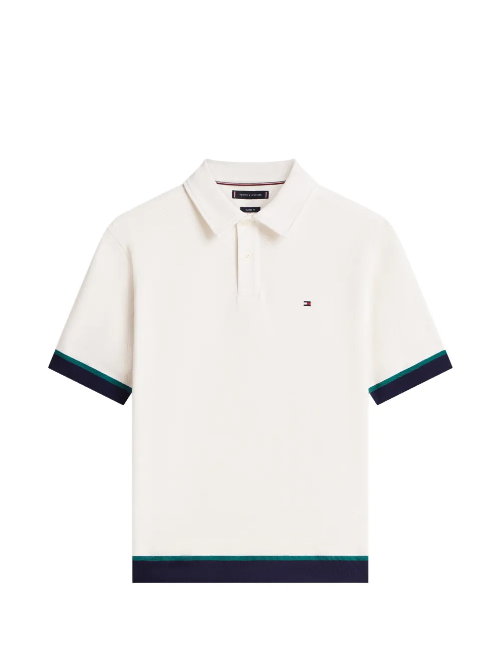 Tommy Hilfiger embroidered-logo striped-trim polo shirt - Bianco