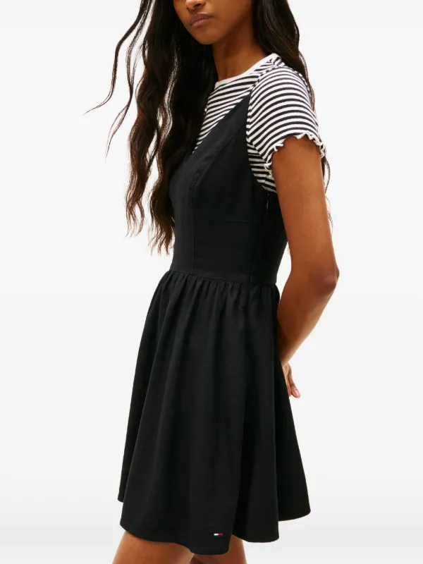 tommy mini dress Tommy Jeans smocked-back Flared Mini Dress | Black