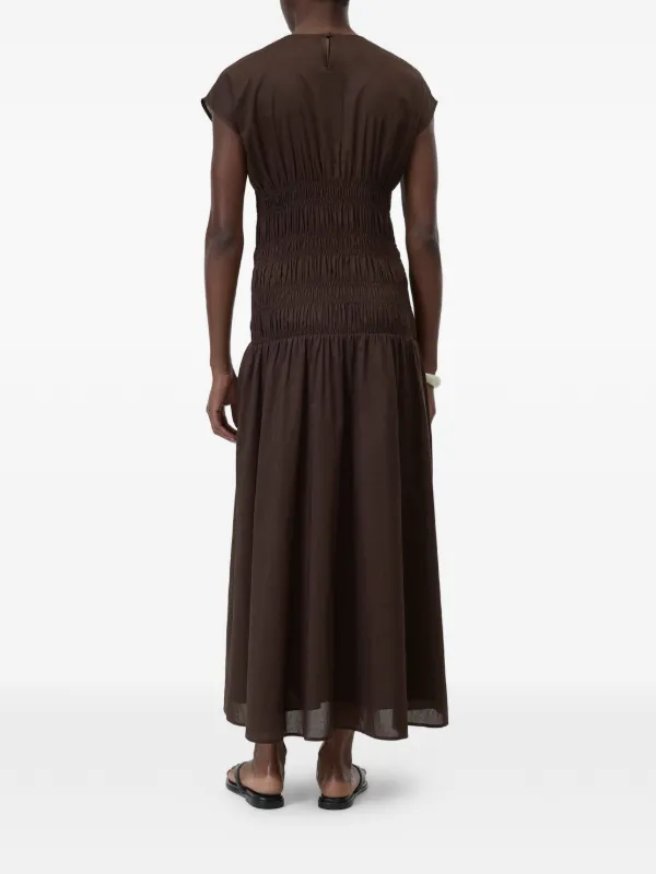brown shirred midi dress Dotille Brown Braided Cutout Shirred Midi Dress, L / Brown