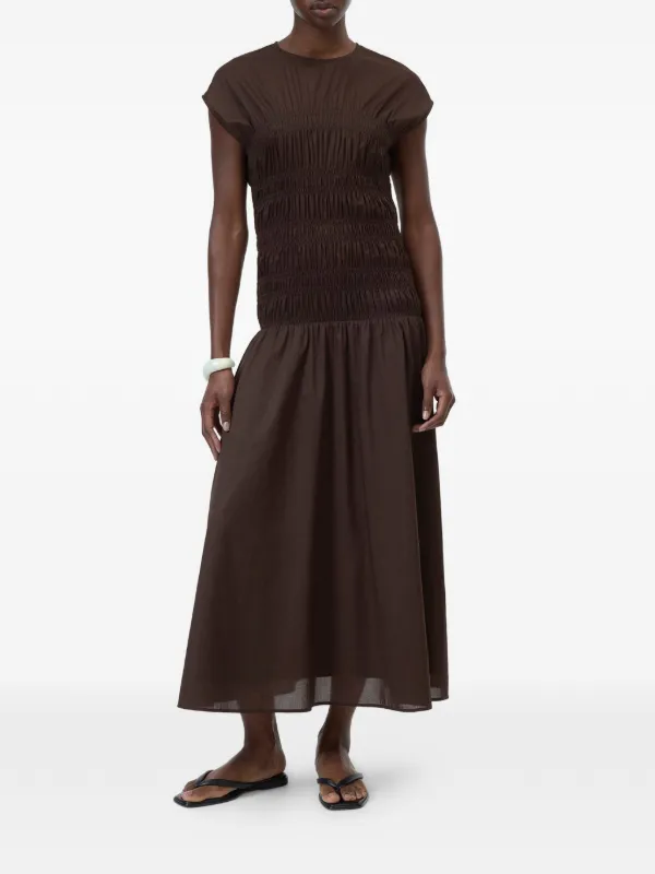 Closed Shirred Midi Dress | Brown | FARFETCH BH