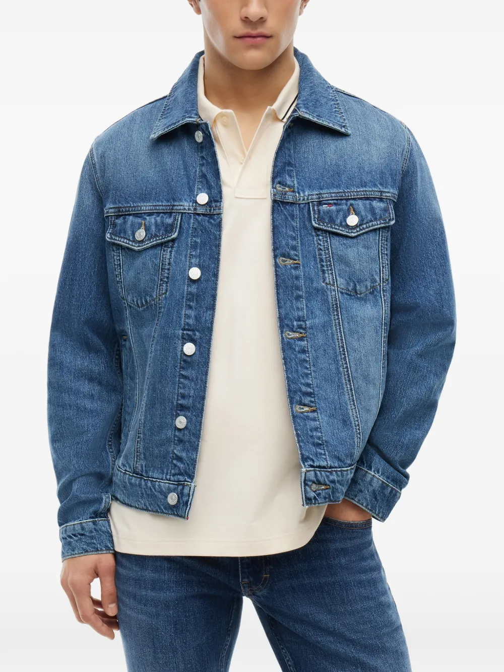 Tommy Jeans Ryan denim jack met logopatch Blauw