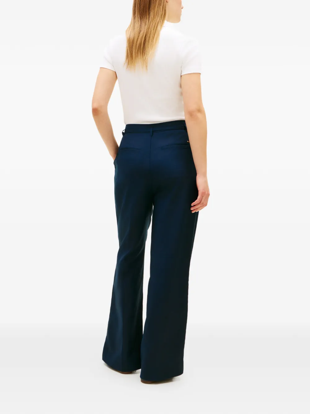 Tommy Hilfiger Broek met wijde pijpen en ceintuur Blauw