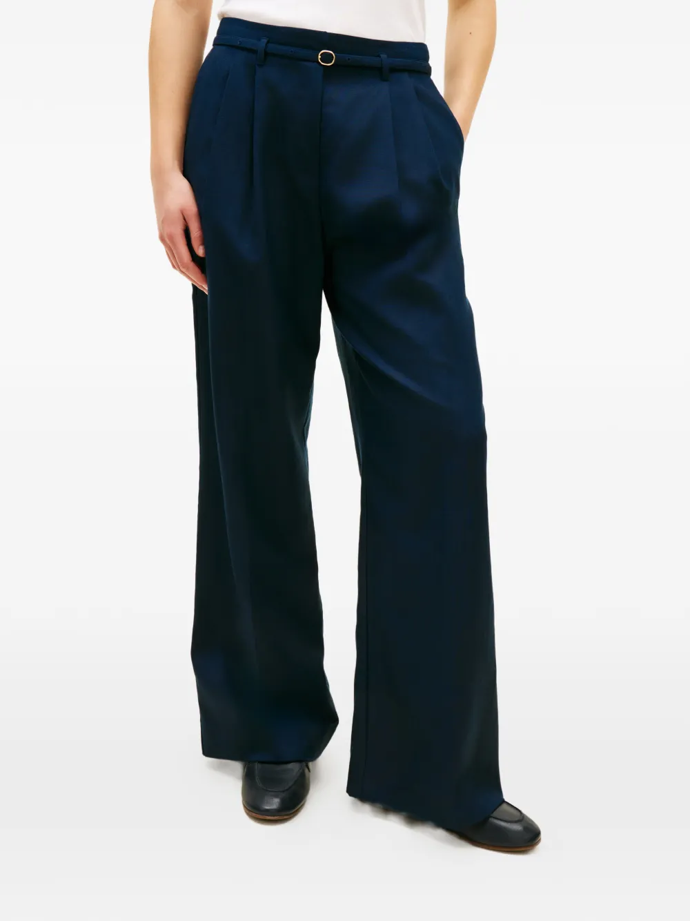 Tommy Hilfiger Broek met wijde pijpen en ceintuur Blauw