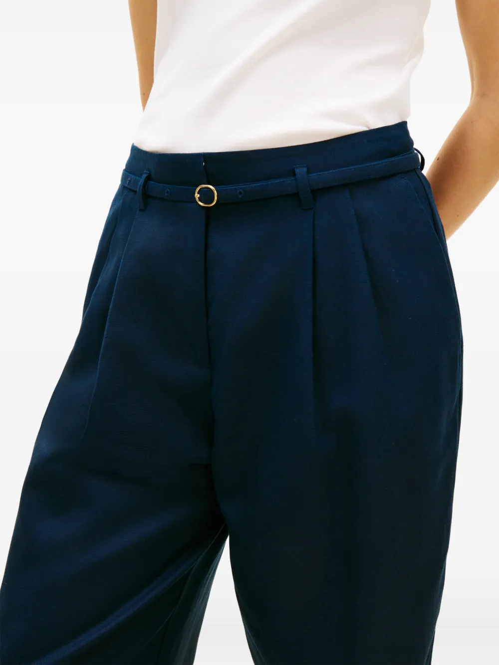 Tommy Hilfiger Broek met wijde pijpen en ceintuur Blauw