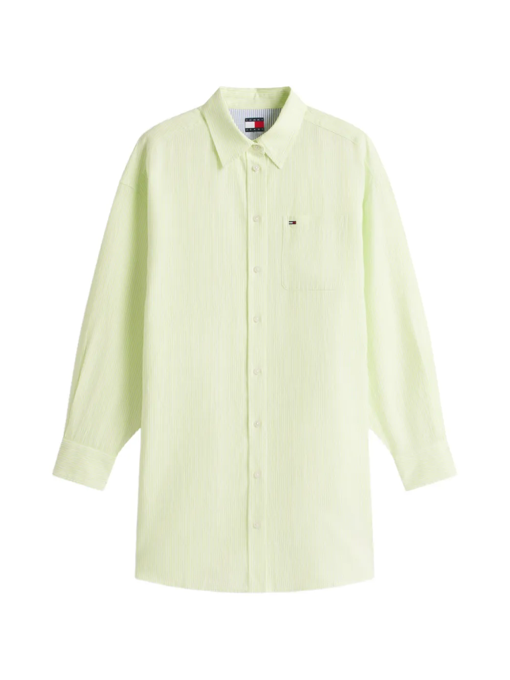 Tommy Jeans oversized vertical-stripe linen mini shirt dress - Verde