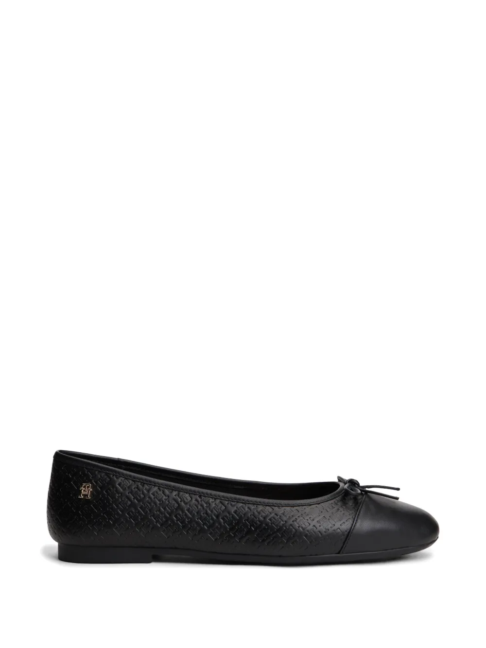 Tommy Hilfiger monogram-embossed bow-detail ballet flats - Nero