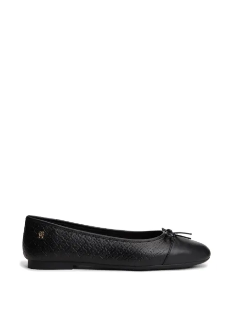 Tommy Hilfiger monogram-embossed bow-detail ballet flats