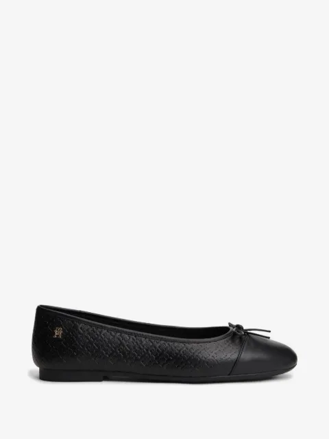 Tommy Hilfiger monogram-embossed bow-detail ballet flats