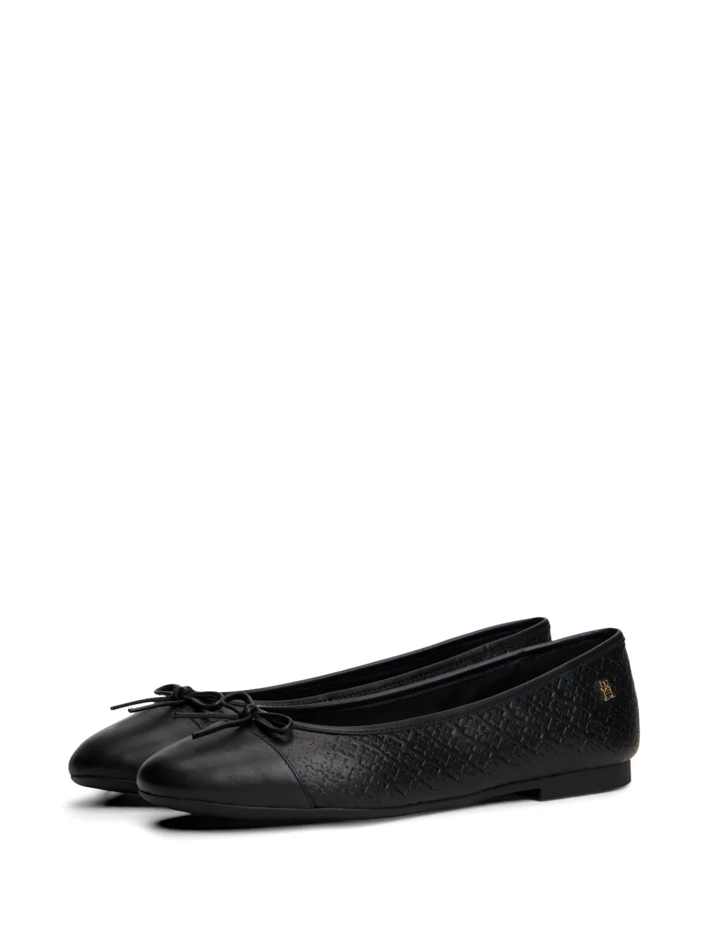 Tommy Hilfiger monogram-embossed bow-detail ballet flats Zwart