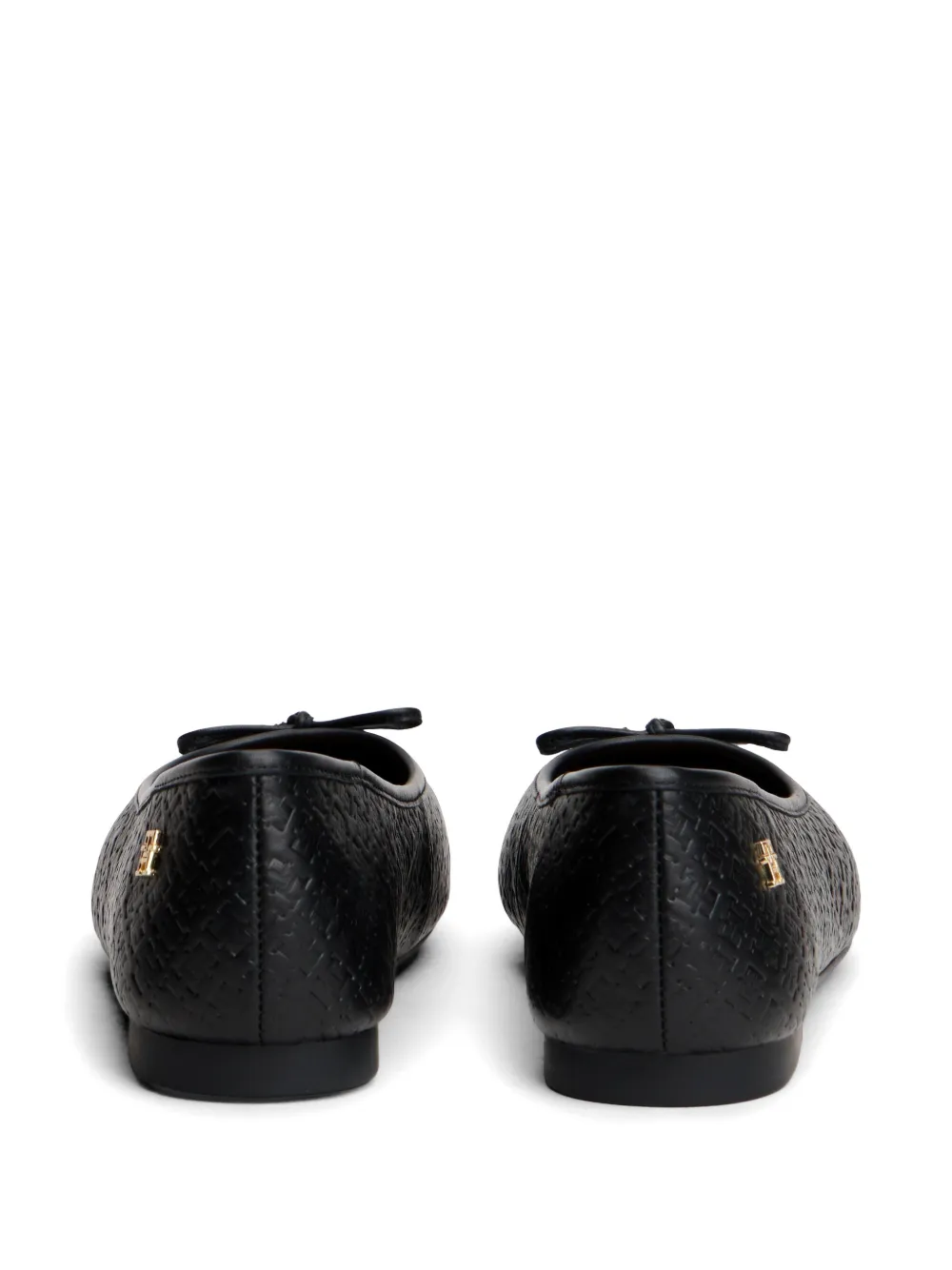 Tommy Hilfiger monogram-embossed bow-detail ballet flats Zwart