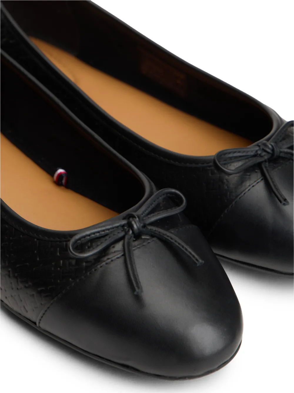 Tommy Hilfiger monogram-embossed bow-detail ballet flats Zwart