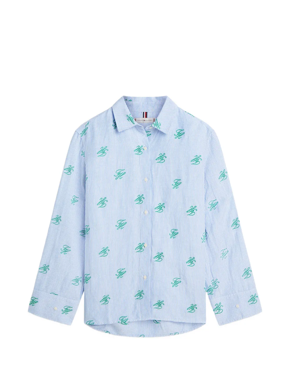 Tommy Hilfiger stripe-pattern embroidered-logo shirt - Blu