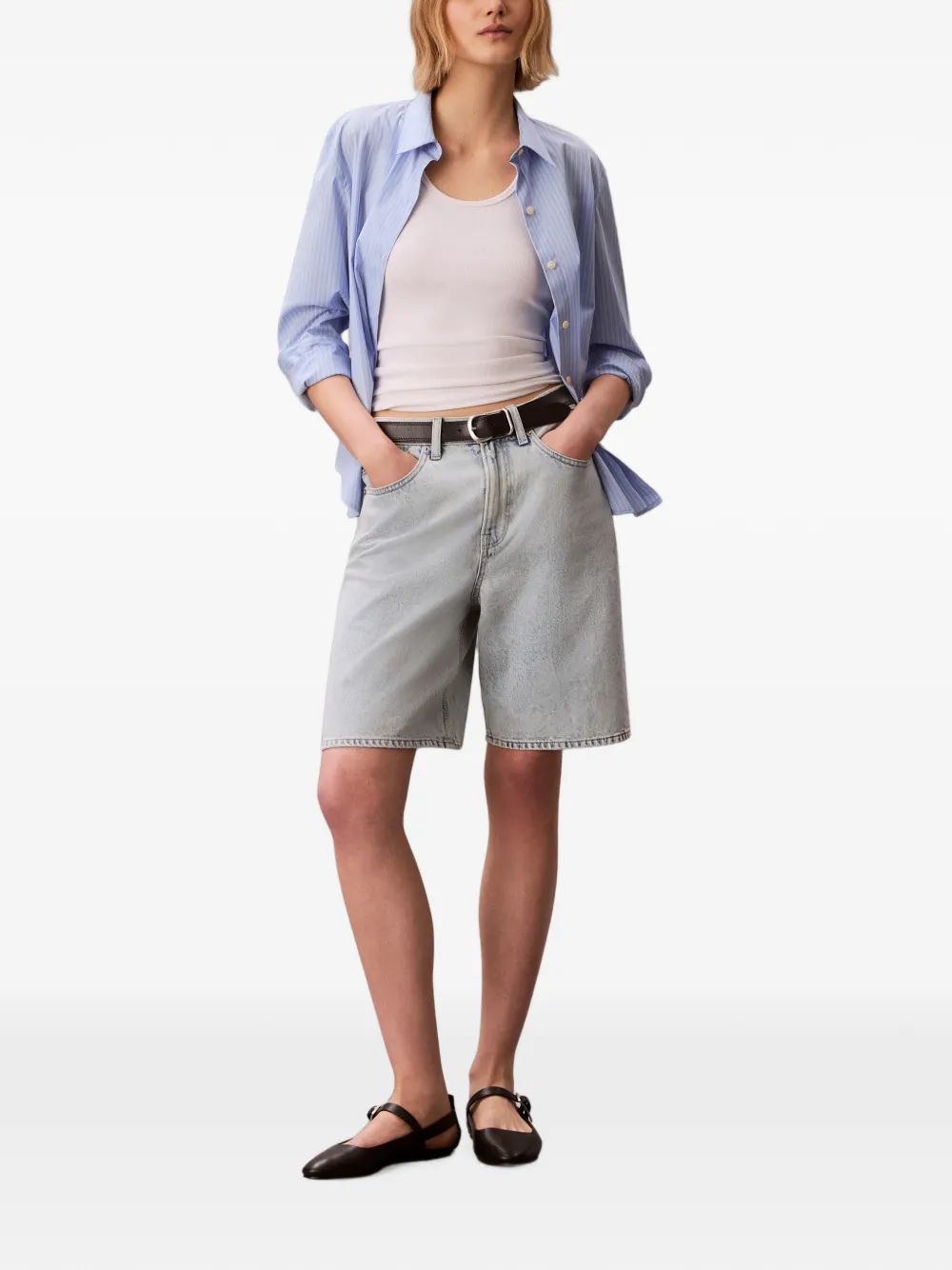  Calvin Klein Acid-wash Denim Shorts - Azul 