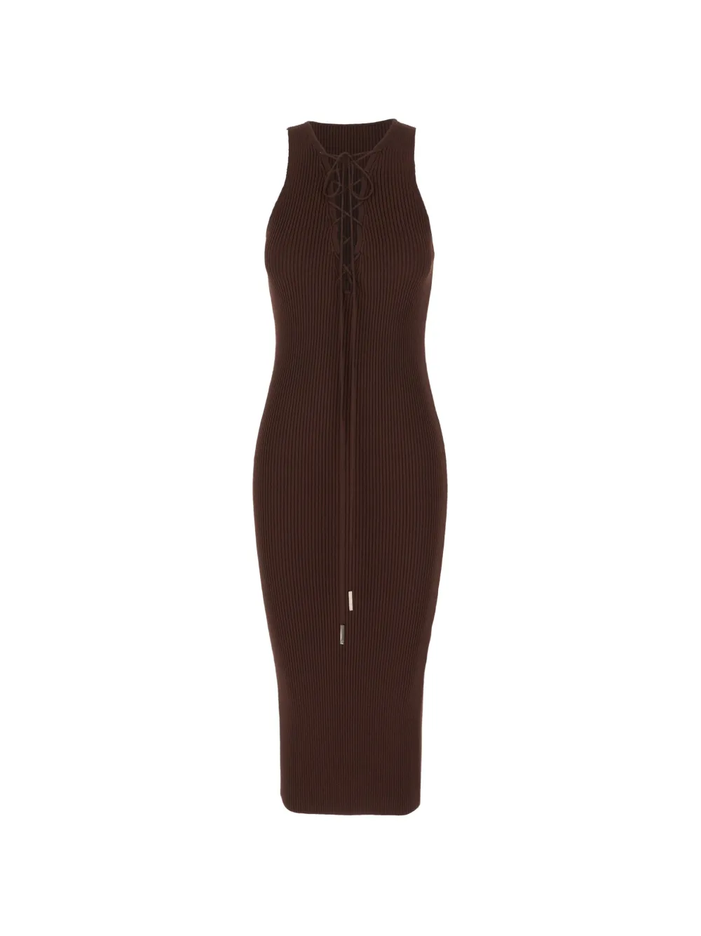 Iceberg lace-up ribbed-knit dress - Marrone