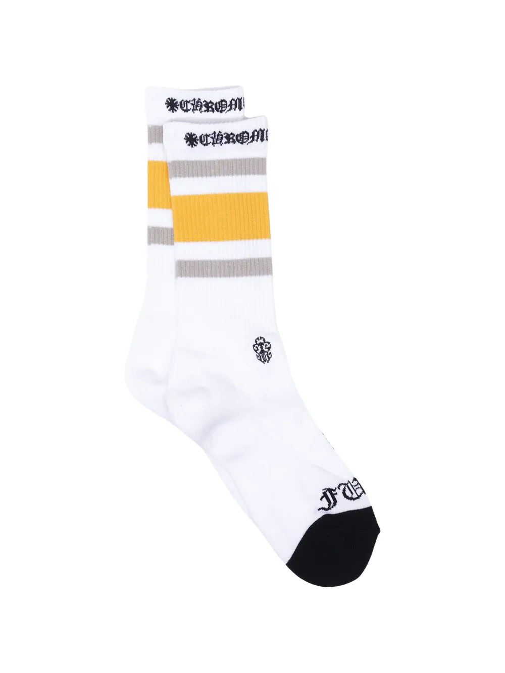 Chrome Hearts Calzini a righe con logo - Bianco