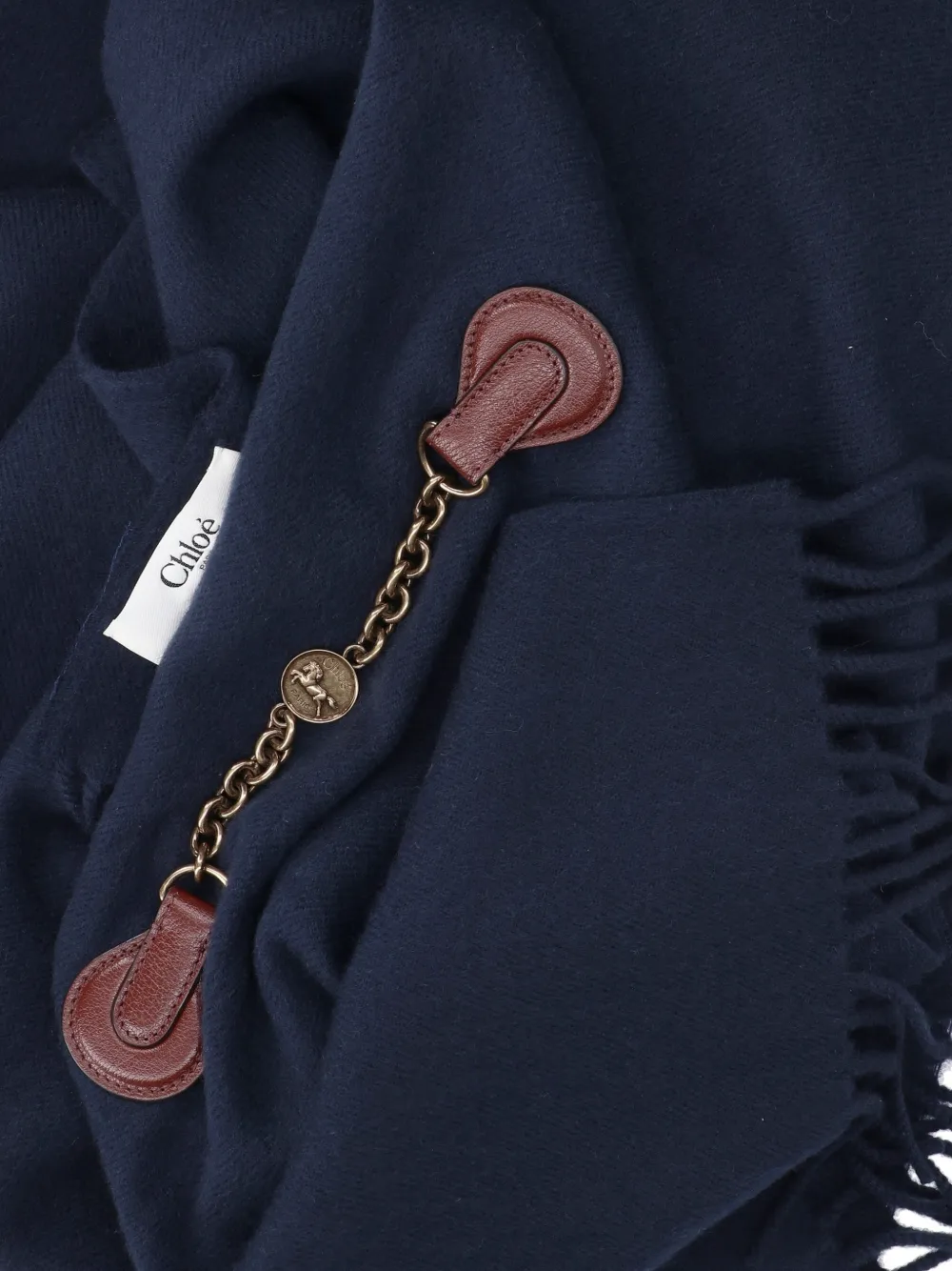  Chloé Bufanda Con Detalle De Cadena - Azul 