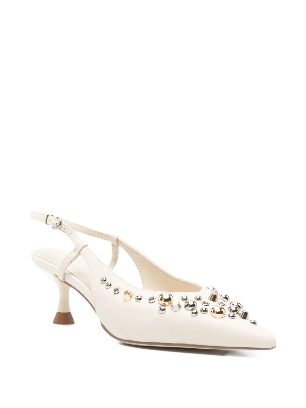 APEPAZZA Flow 01 slingback pumps verfraaid met studs Beige