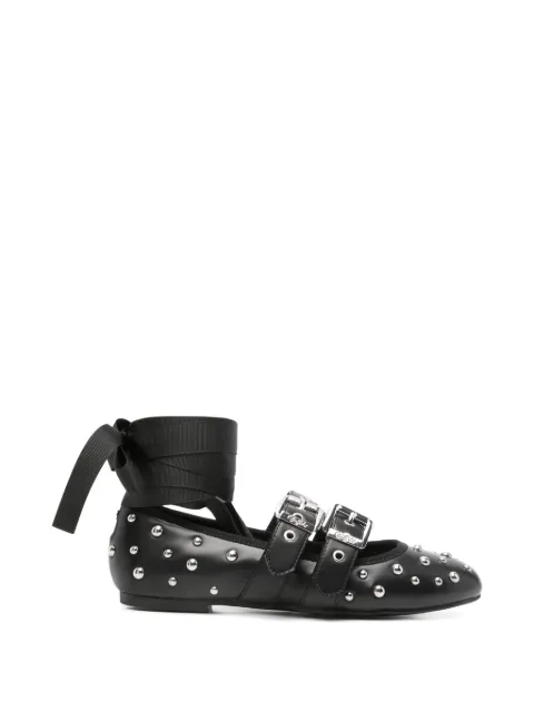 Buffalo Daphne stud-embellished buckled ballet flats