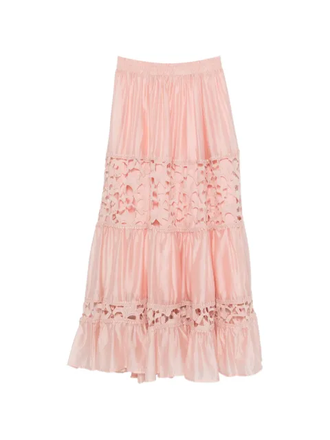 Paper Lace lace-insert ruffled maxi skirt