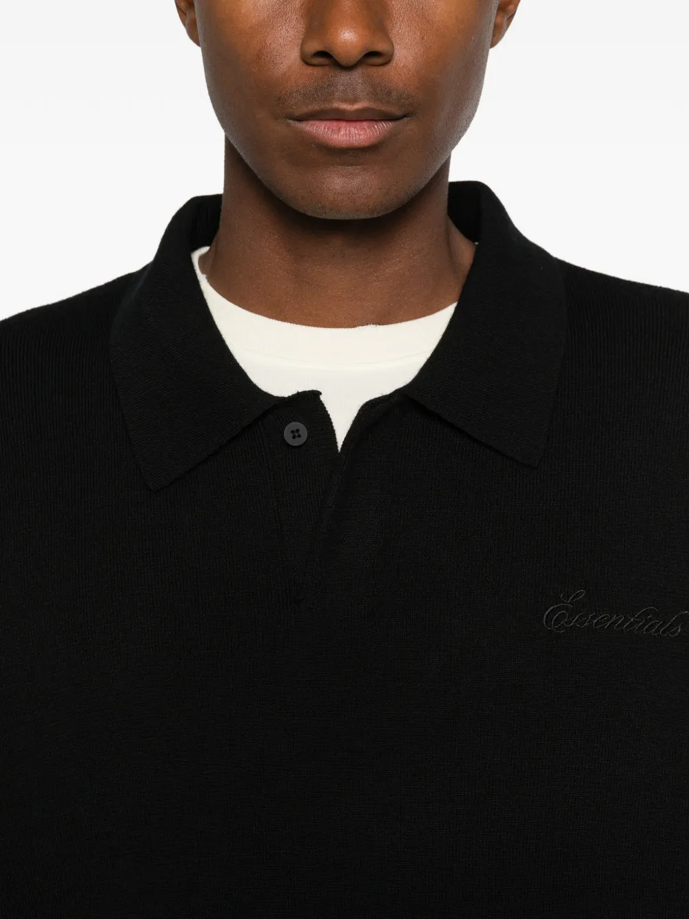 FEAR OF GOD ESSENTIALS Signature 90s poloshirt met geborduurd logo Zwart