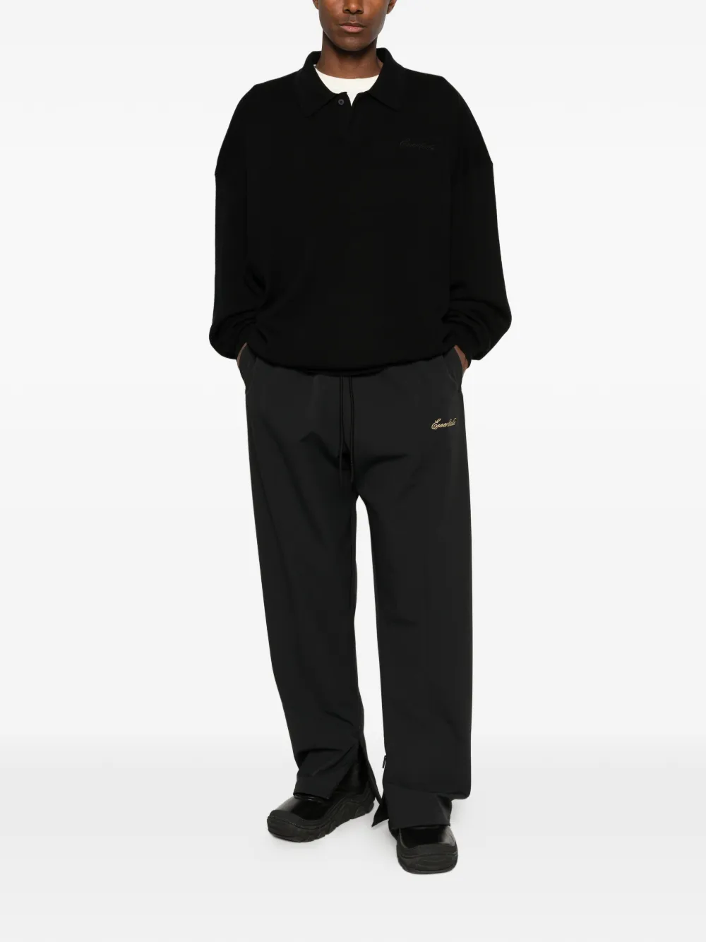 FEAR OF GOD ESSENTIALS Signature 90s poloshirt met geborduurd logo Zwart