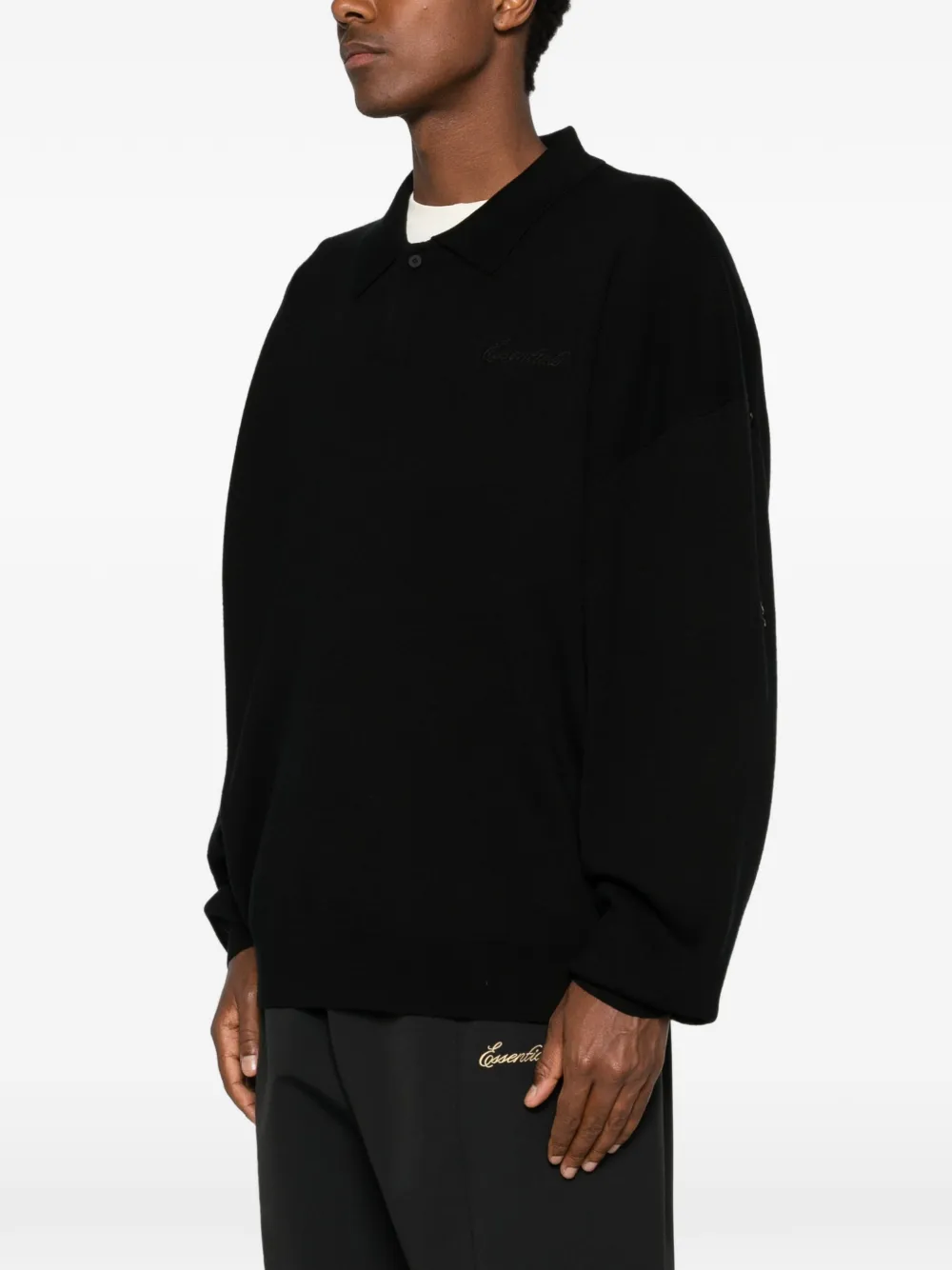 FEAR OF GOD ESSENTIALS Signature 90s poloshirt met geborduurd logo Zwart