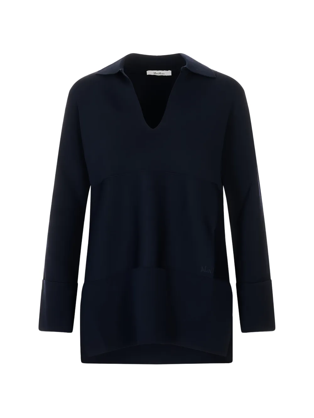 Max Mara embroidered-logo V-neck polo sweater - Blau