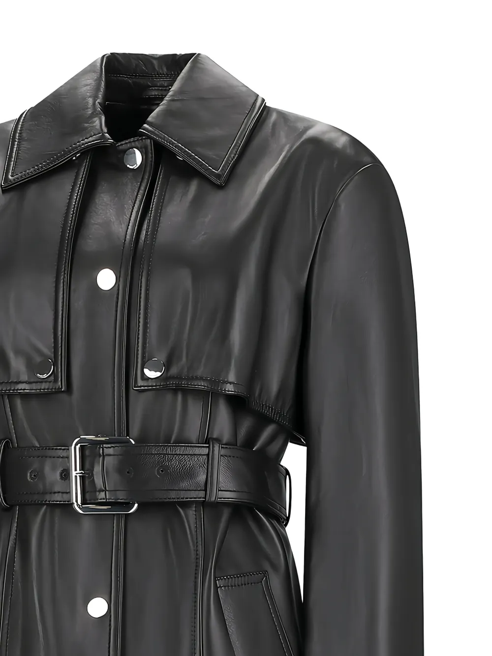 Sportmax Leren jas met ceintuur Zwart