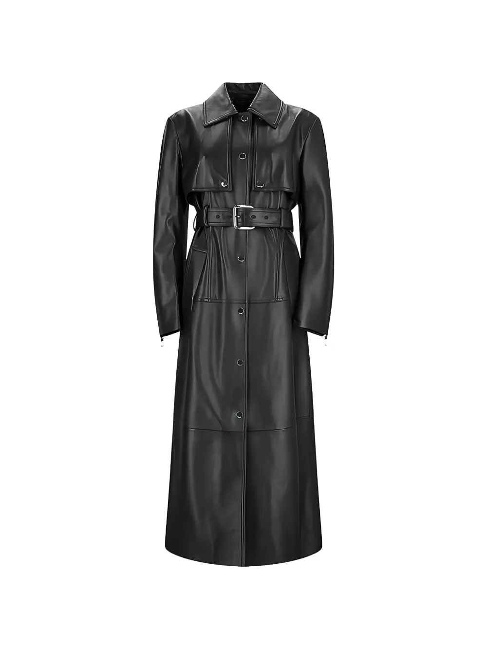 Sportmax belted leather coat - Schwarz