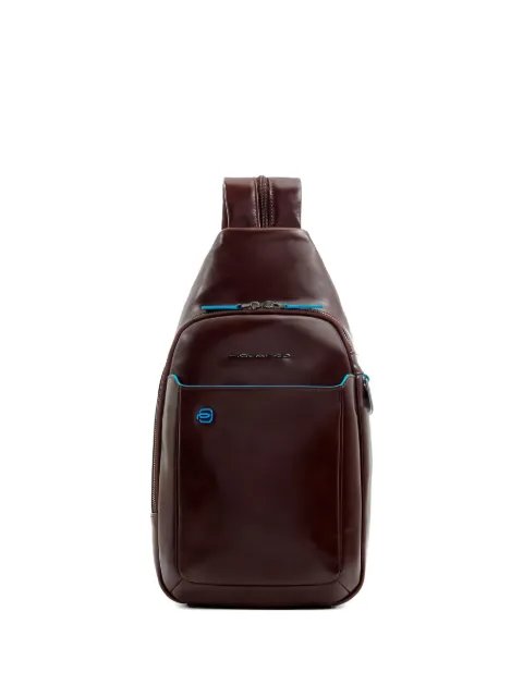 PIQUADRO mochila de piel con placa del logo