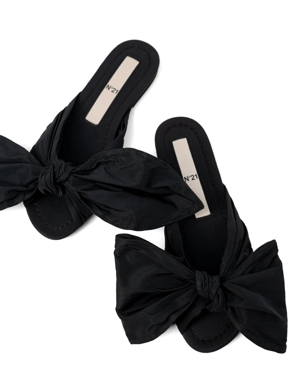 Nº21 bow flat sandals Zwart