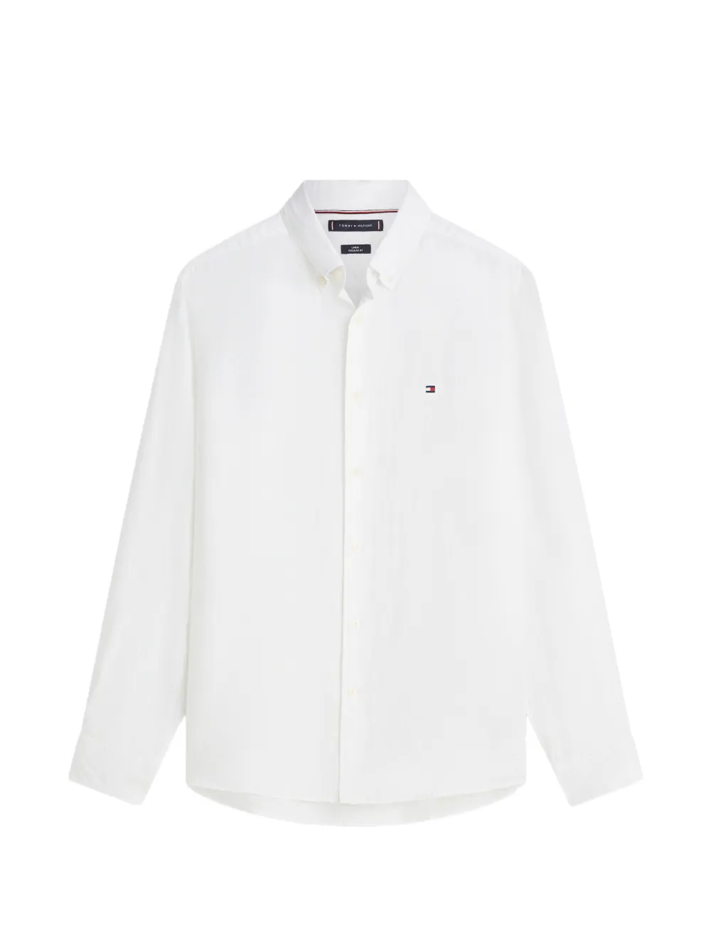 Tommy Hilfiger regular-fit button-down embroidered-logo linen shirt - Bianco