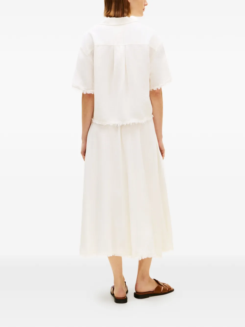 Tommy Hilfiger Blouse met franje afwerking en campkraag Wit
