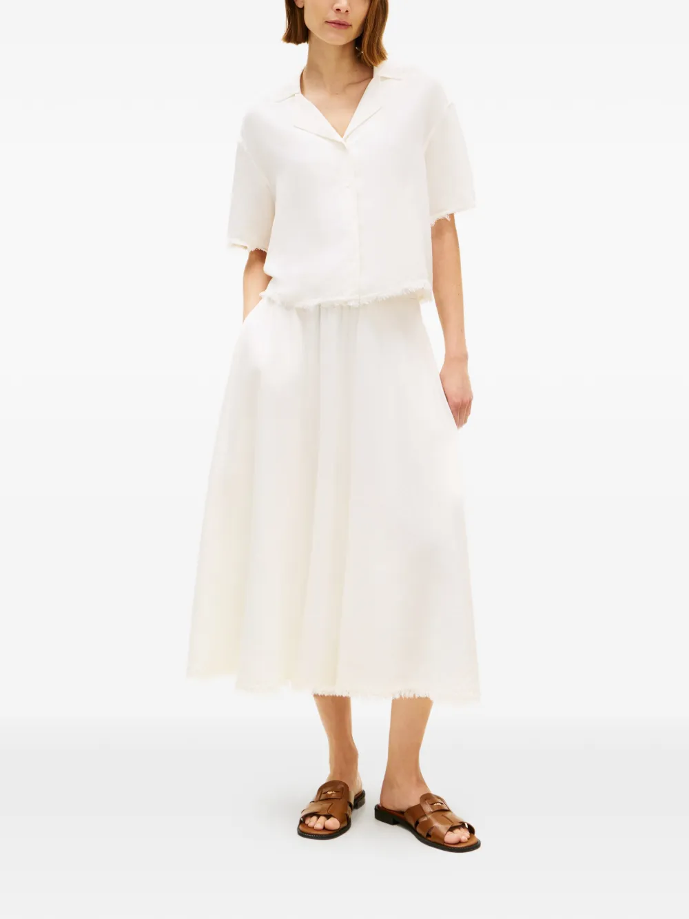Tommy Hilfiger Blouse met franje afwerking en campkraag Wit