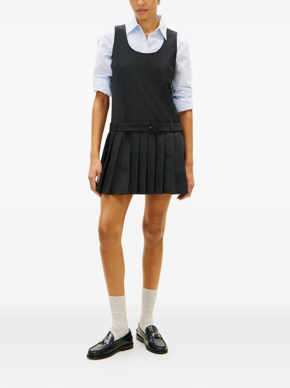 Tommy Hilfiger Geruite plooijurk Grijs
