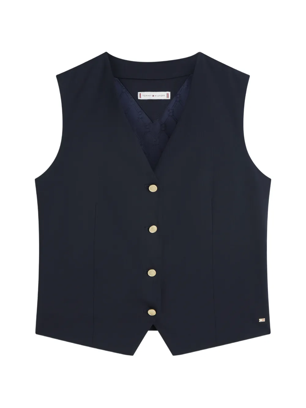 Tommy Hilfiger Timeless v-neck button-up wool-blend waistcoat - Blu