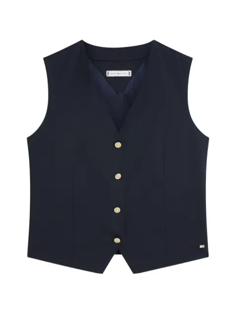 Tommy Hilfiger 타임리스 V넥 버튼 업 울 혼방 베스트