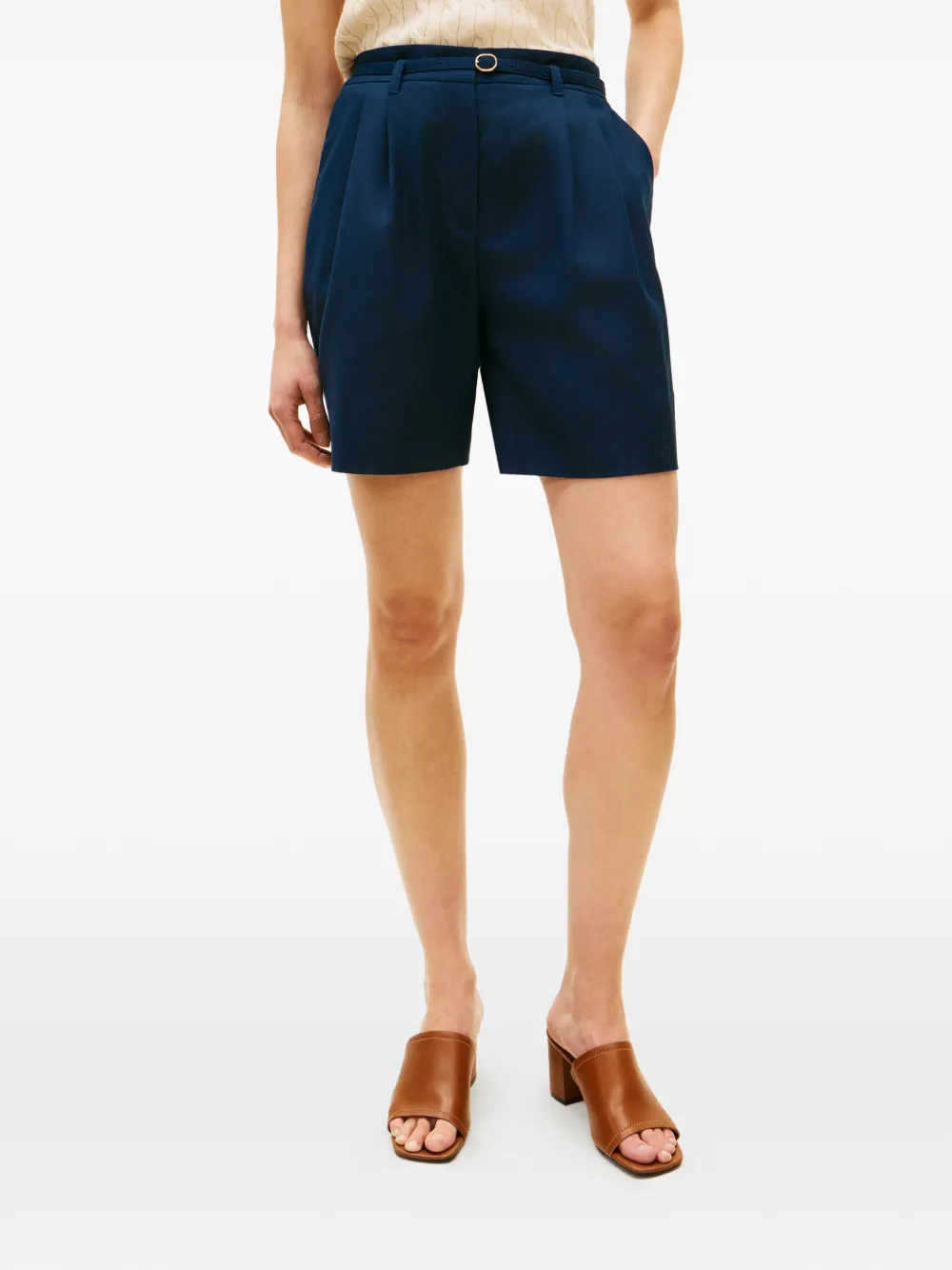Tommy Hilfiger Shorts met wijde pijpen en ceintuur Blauw