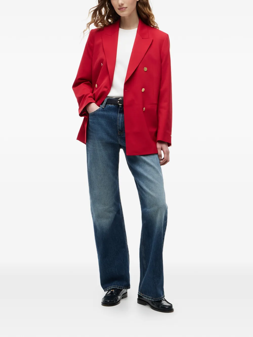 Tommy Hilfiger Timeless ruimvallende blazer van wolblend met dubbele rij knopen Rood