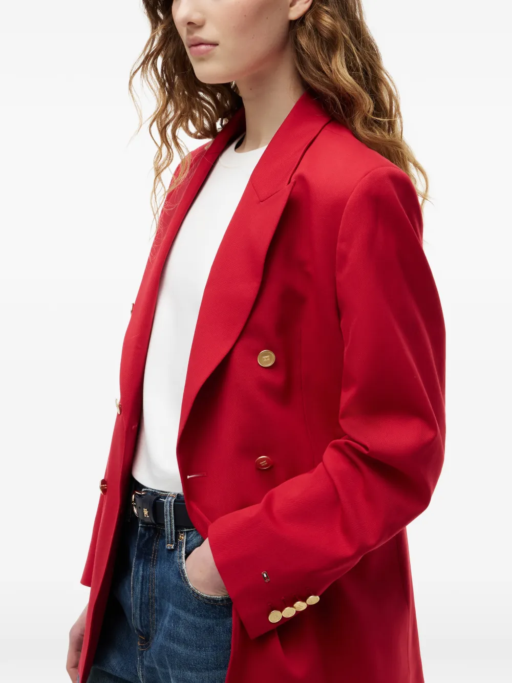 Tommy Hilfiger Timeless ruimvallende blazer van wolblend met dubbele rij knopen Rood