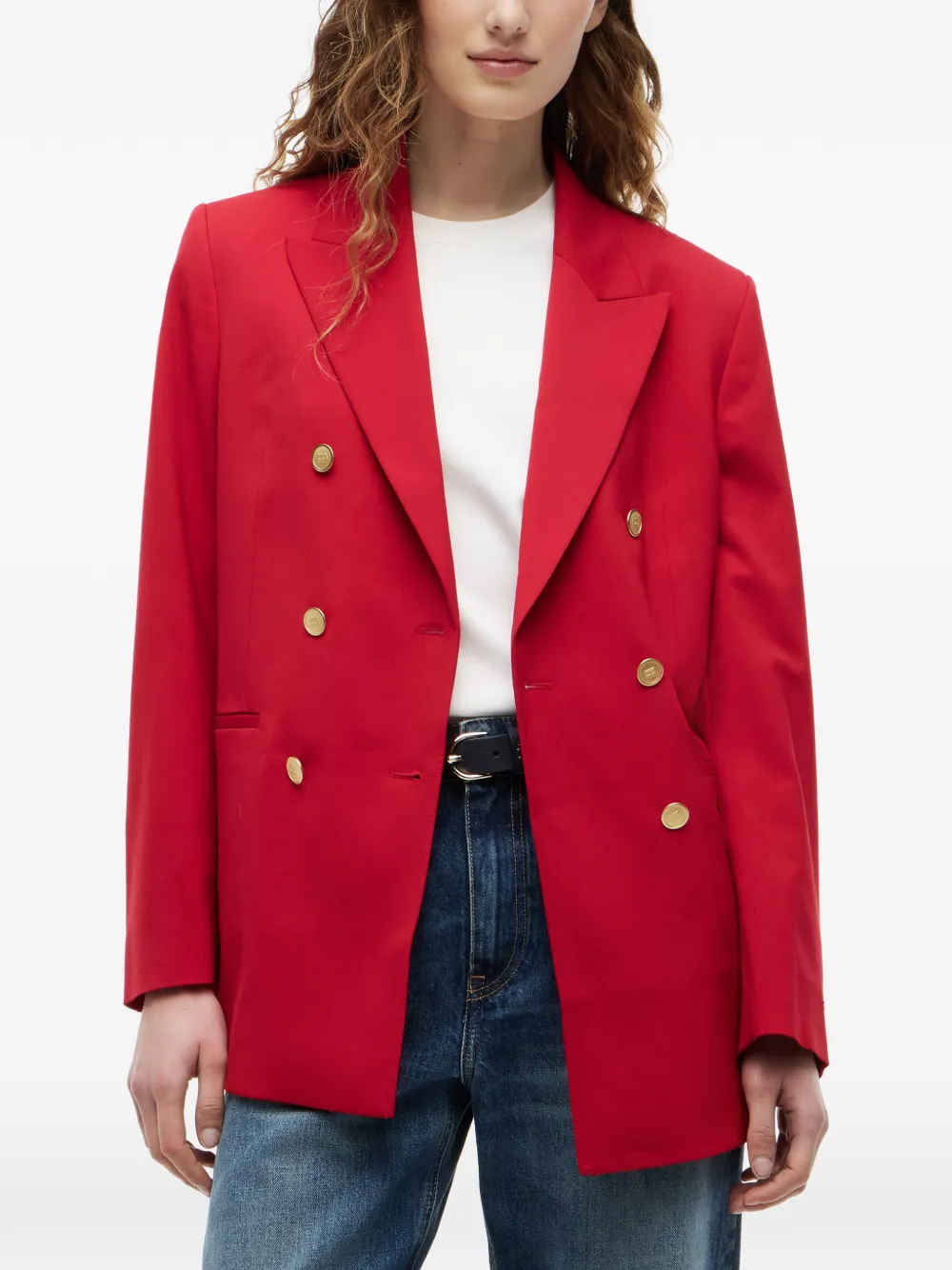 Tommy Hilfiger Timeless ruimvallende blazer van wolblend met dubbele rij knopen Rood