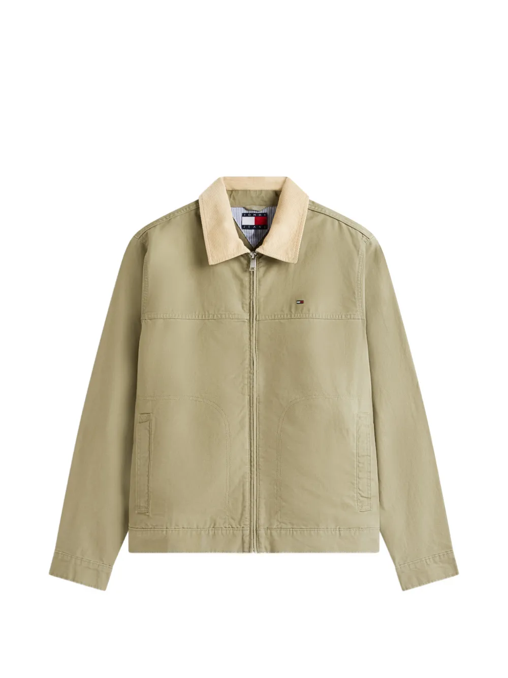 Tommy Jeans corduroy-collar logo-patch jacket - Verde