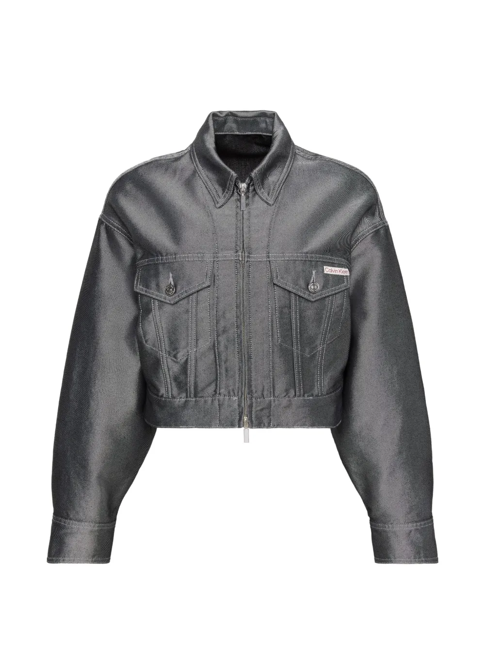Calvin Klein metallic-effect cropped jacket - Grau