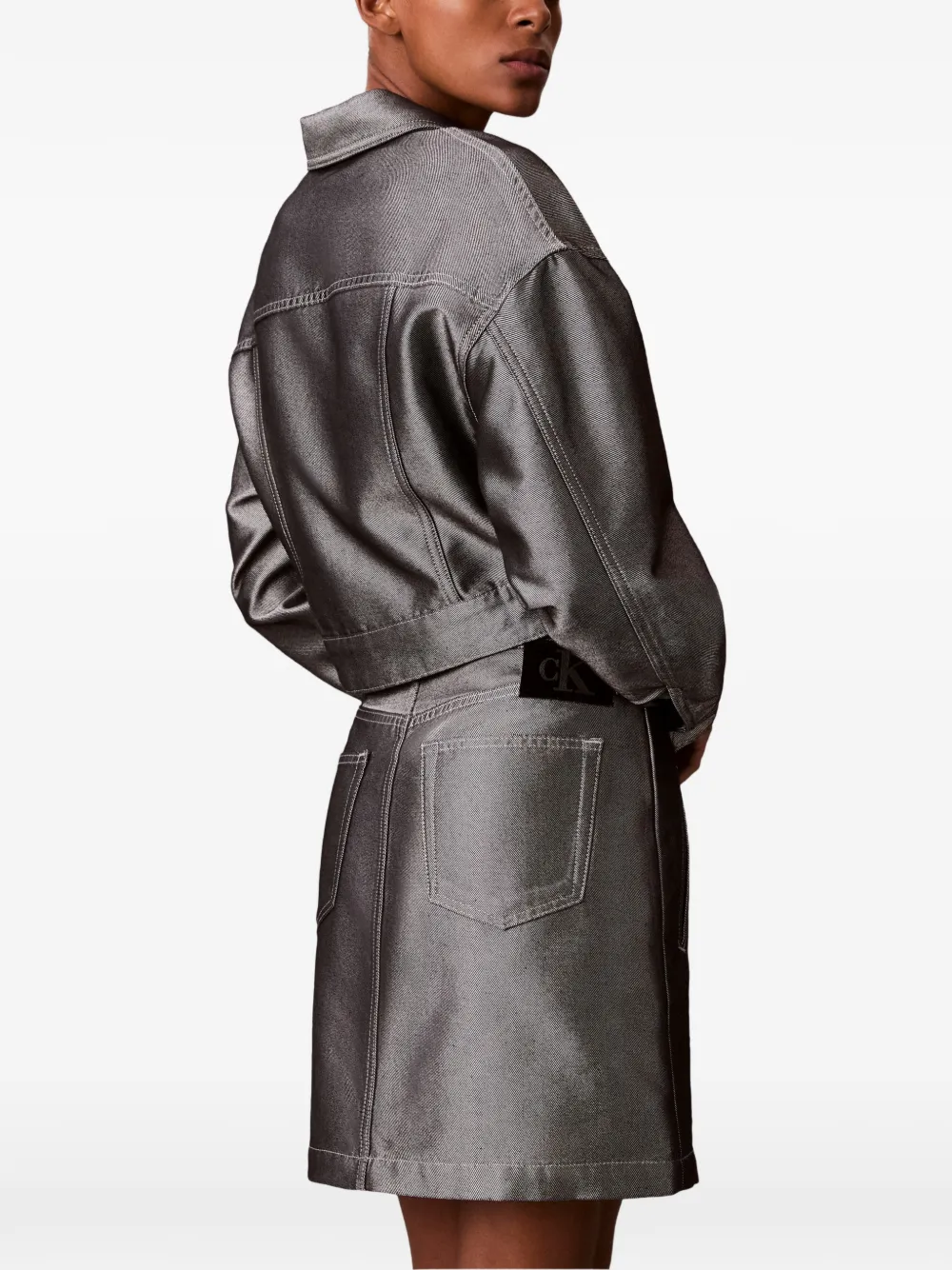 Calvin Klein Cropped jack met metallic-effect Grijs