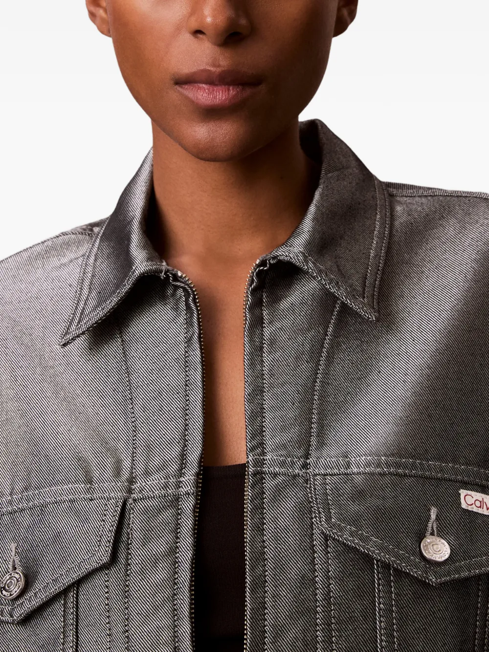 Calvin Klein Cropped jack met metallic-effect Grijs