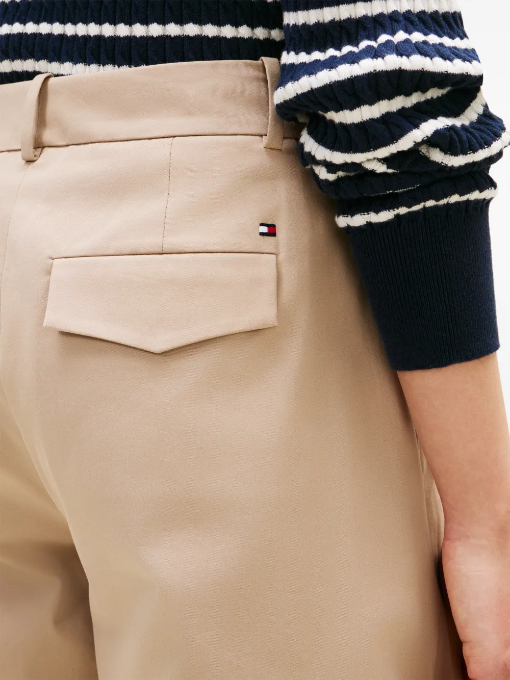 Tommy Hilfiger Plooibroek met wijde pijpen Beige